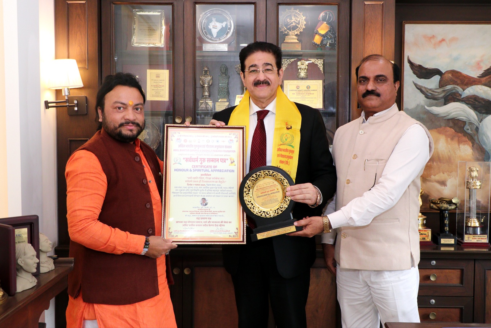 डॉ. संदीप मारवाह बने अखिल भारतीय गुरुकुल एवं गौशाला अनुसंधान संस्थान के लाइफटाइम राष्ट्रीय सलाहकार